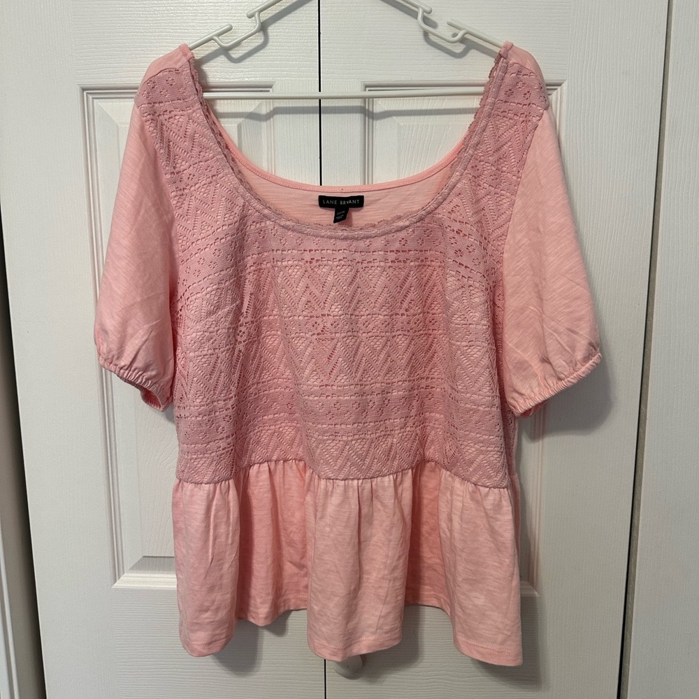 Lane Bryant Blush Lace Accent Blouse
